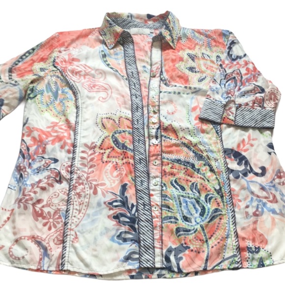 Paisley print lightweight blouse. Sz L - Picture 1 of 8